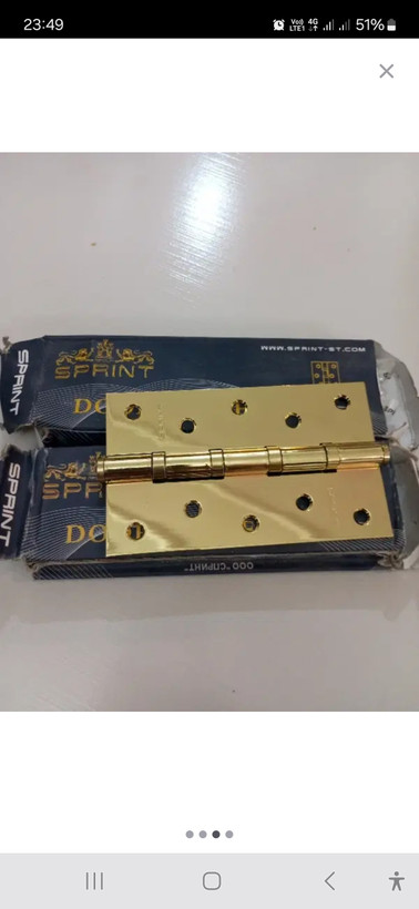 لولای درب چوبی لولای در ساختمان اونوریسال بابلبرینگ پولیش شده همراه با پیچ بسته دوتایی ساخت چین سایز mm 125×۷۵×۲/۵