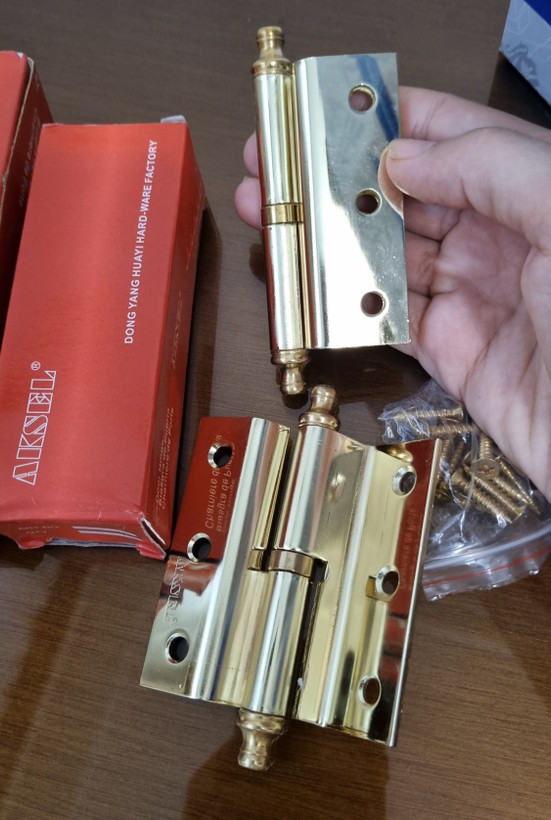 لولای درب چوبی لولای در ساختمان لولای قابلمه 100mm و 75 mmچپ اکسل و راست اکسل بسته دوتایی با بلبرینگ پولیش شده همراه با پیچ