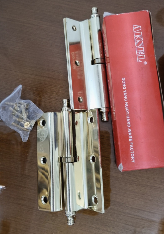 لولای درب چوبی لولای در ساختمان لولای قابلمه 100mm و 75 mmچپ اکسل و راست اکسل بسته دوتایی با بلبرینگ پولیش شده همراه با پیچ