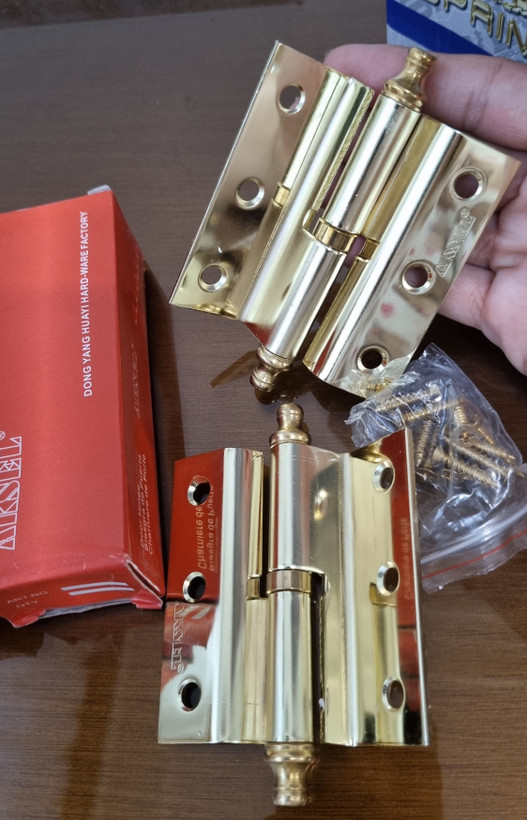 لولای درب چوبی لولای در ساختمان لولای قابلمه 100mm و 75 mmچپ اکسل و راست اکسل بسته دوتایی با بلبرینگ پولیش شده همراه با پیچ