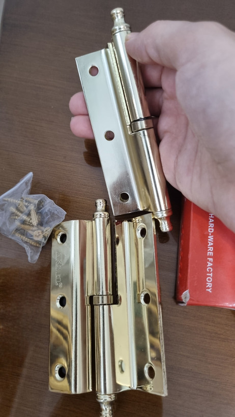 لولای درب چوبی لولای در ساختمان لولای قابلمه 100mm و 75 mmچپ اکسل و راست اکسل بسته دوتایی با بلبرینگ پولیش شده همراه با پیچ