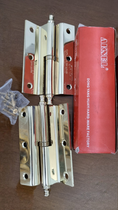 لولای درب چوبی لولای در ساختمان لولای قابلمه 100mm و 75 mmچپ اکسل و راست اکسل بسته دوتایی با بلبرینگ پولیش شده همراه با پیچ